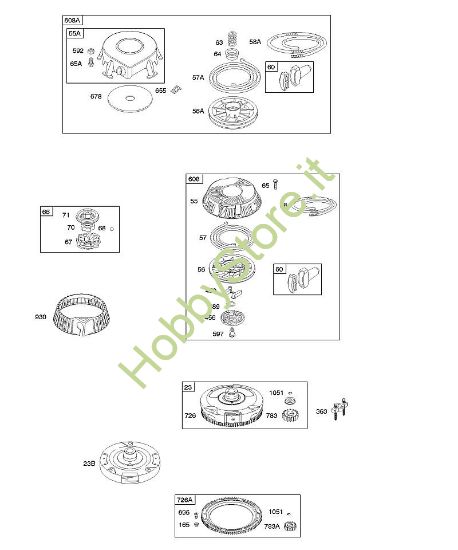 H - Dispositivo di avviamento a riavvolgimento, volano B&S - 28 €¦ 286707-1185-E1 brand Stihl